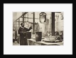 Making money; pots of liquid metal being handled in the melting room by Anonymous