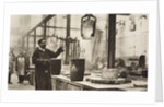 Making money; pots of liquid metal being handled in the melting room by Anonymous