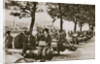 City workers lunching at Tower wharf, seated on old cannons by Anonymous