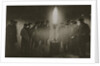 Gathering around an acetylene flare at a traffic control point in the fog by Anonymous