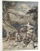 Fricka approaches in anger by Arthur Rackham