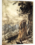 Brunnhilde stands for a long time, dazed and alarmed by Arthur Rackham