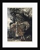 Brunnhilde with her horse at the mouth of the cave by Arthur Rackham
