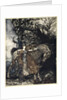 Brunnhilde with her horse at the mouth of the cave by Arthur Rackham