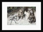 Mime finds the mother of Siegfried in the forest by Arthur Rackham