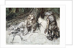 Mime finds the mother of Siegfried in the forest by Arthur Rackham