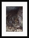 In dragon's form Fafner now watches the hoard by Arthur Rackham