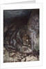In dragon's form Fafner now watches the hoard by Arthur Rackham