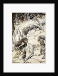 The dwarves quarrelling over the body of Fafner by Arthur Rackham