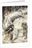 The dwarves quarrelling over the body of Fafner by Arthur Rackham