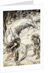 The dwarves quarrelling over the body of Fafner by Arthur Rackham