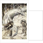 The dwarves quarrelling over the body of Fafner by Arthur Rackham