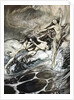The Rhine Maidens obtain possession of the ring and bear it off in triumph by Arthur Rackham