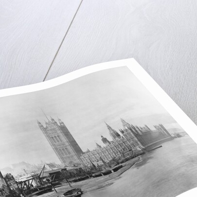 The Palace of Westminster before the construction of the Albert Embankment by Unknown