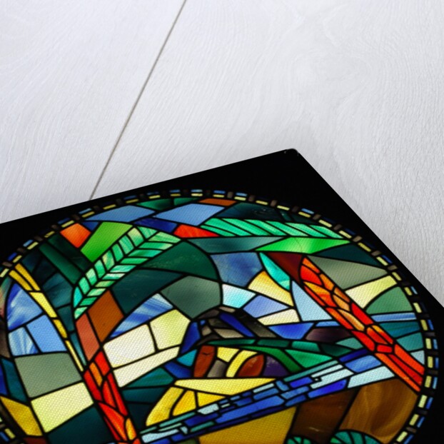 Stained glass window in the 20th century Gallery in the V&A Museum by Stuart Cox