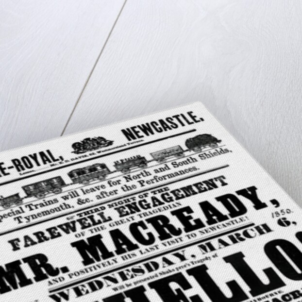 Othello!, theatre poster printed by M. Benson for the Newcastle Theatre-Royal by unknown