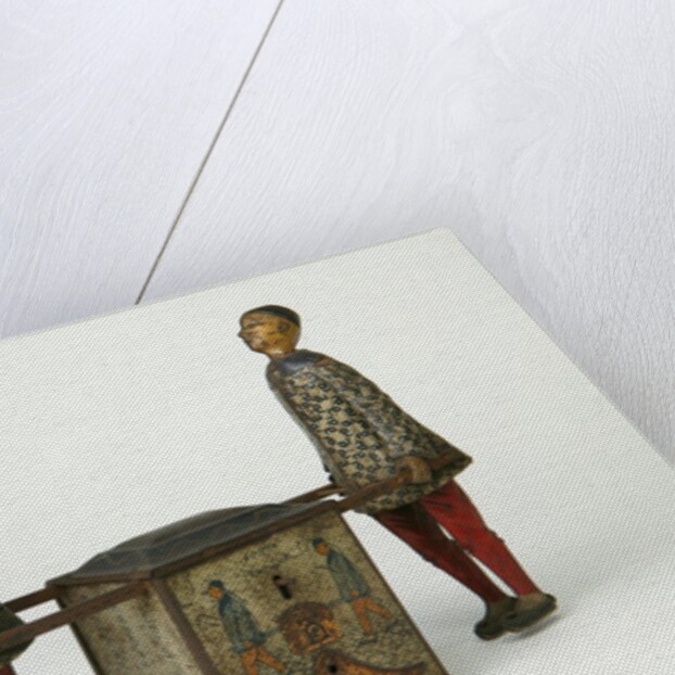 Clockwork toy of two labourer carrying a tea-chest by Ernst Paul Lehmann