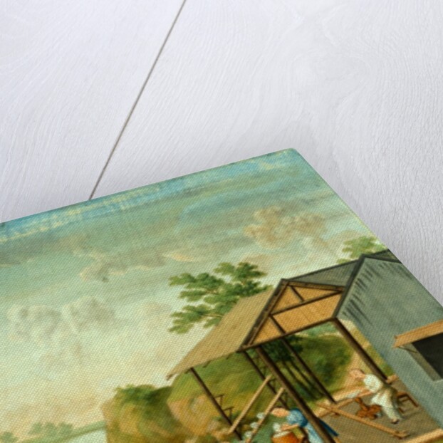 Porcelain manufacturing showing potters glazing by Unknown
