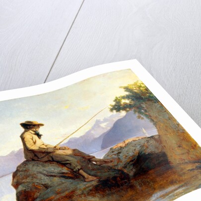 Oil painting of a man fishing by François Bocion