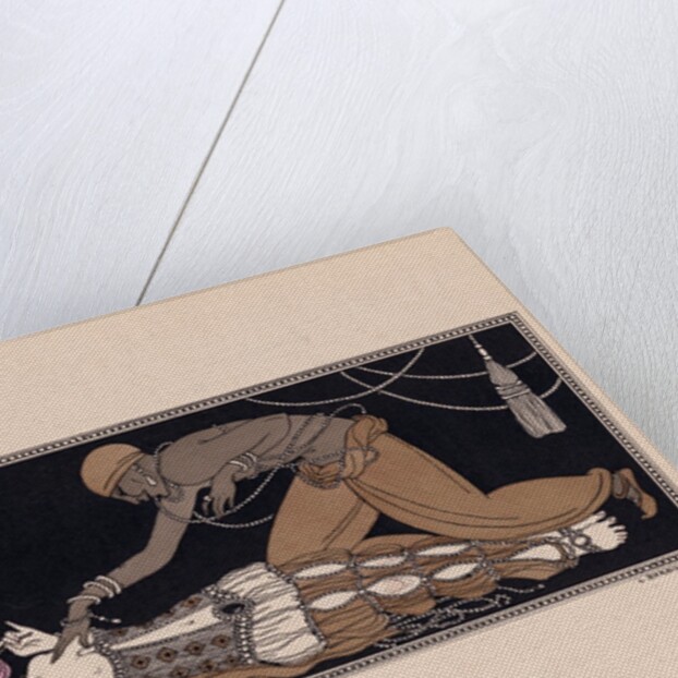 Ida Rubinstein as Zobeide and Vaslav Nijinsky as the Golden Slave, in the ballet Scheherazade from Serge Diaghilev's Ballet Russes in 1910, print by Georges Barbier by Barbier