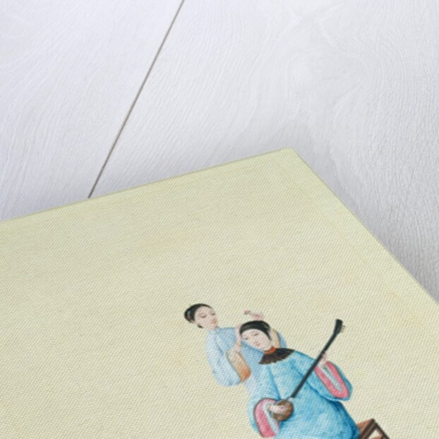 A Woman Playing a Guitar or San Xian by Unknown