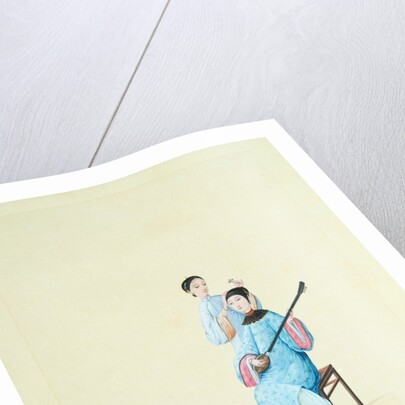 A Woman Playing a Guitar or San Xian by Unknown