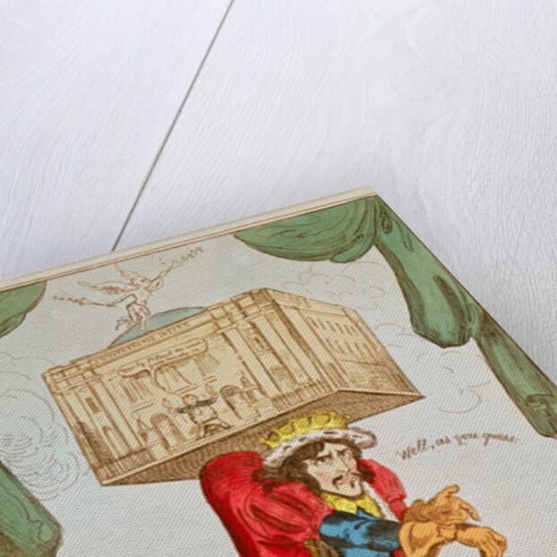 Caricature of Edmund Kean as The Theatrical Atlas by George Cruikshank