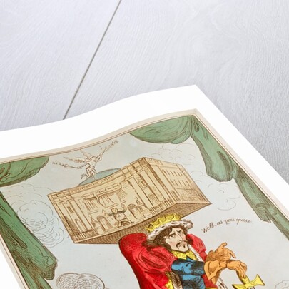 Caricature of Edmund Kean as The Theatrical Atlas by George Cruikshank