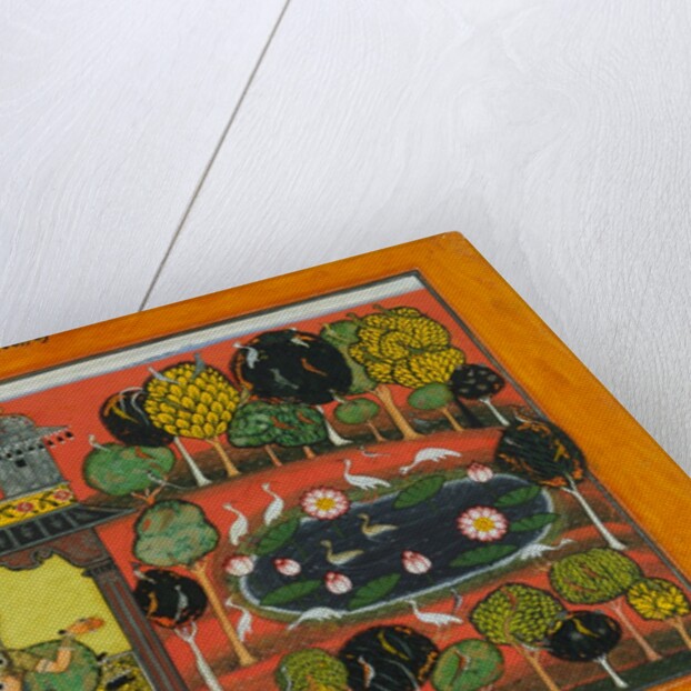 A lady blames her cat for scratches inflicted by her lover. Basholi, India, mid-17th century by Unknown