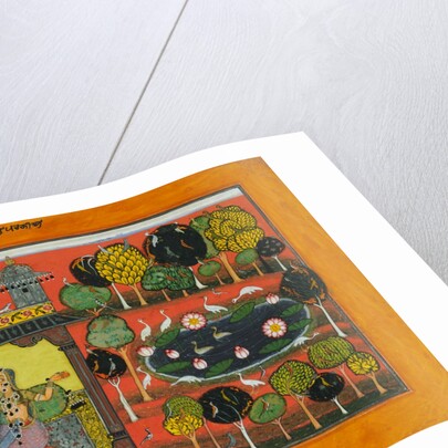 A lady blames her cat for scratches inflicted by her lover. Basholi, India, mid-17th century by Unknown