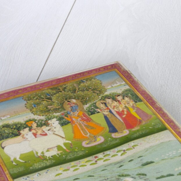 Krishna playing the flute to the gopis. Jaipur, India, 19th century by Unknown
