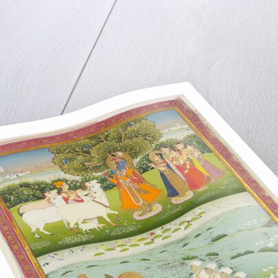 Krishna playing the flute to the gopis. Jaipur, India, 19th century by Unknown
