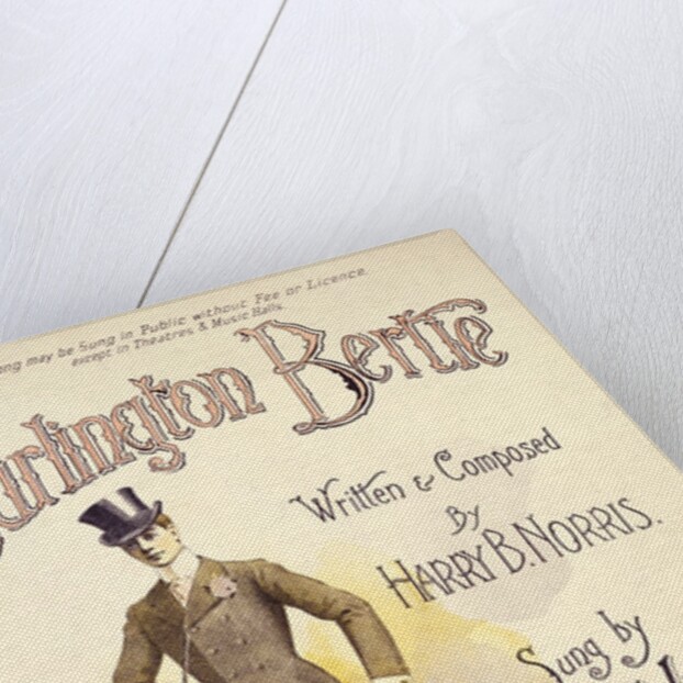 Music sheet cover for the music hall song Burlington Bertie by Norris