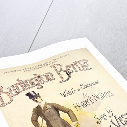 Music sheet cover for the music hall song Burlington Bertie by Norris