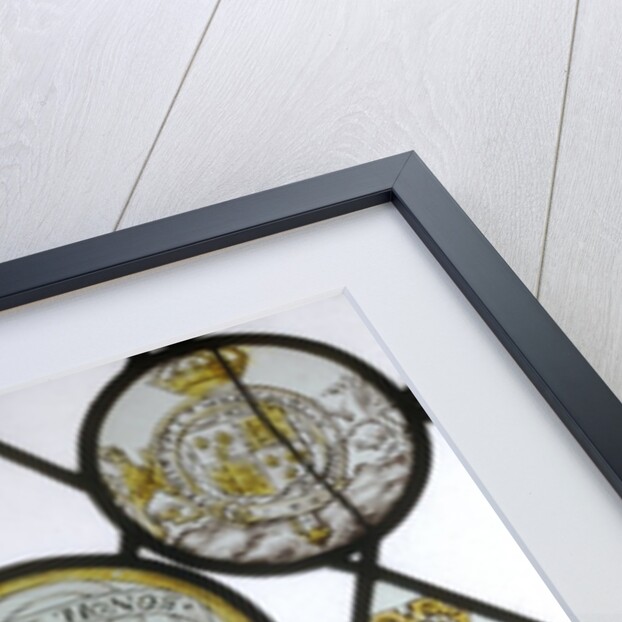 Stained glass quarries depicting the arms of Navarre impaling Champagne by Unknown