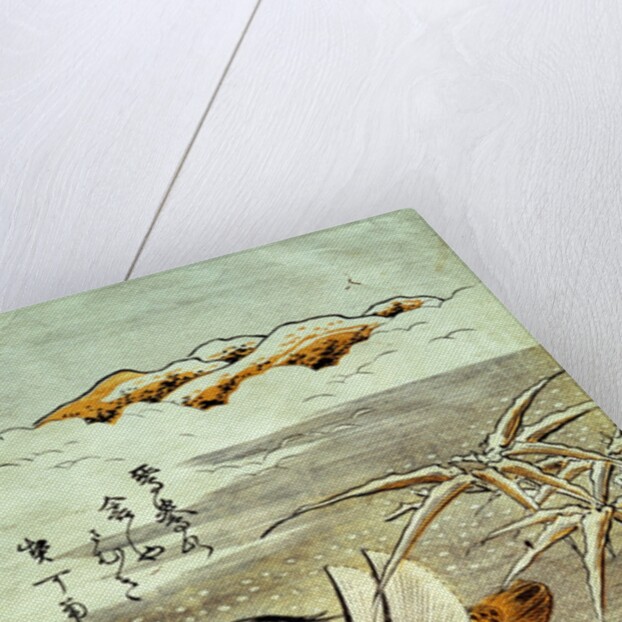 A Pair of Mandarin Ducks in Snow by Isoda Koryûsai