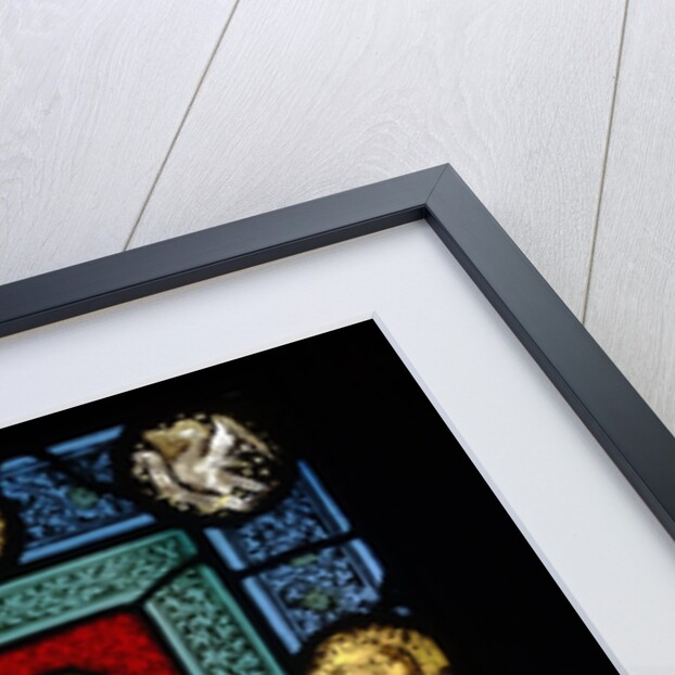 Panel of stained glass depicting The Virgin and Child by Unknown