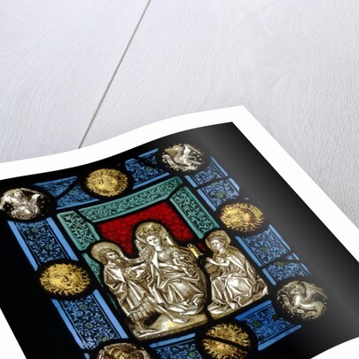 Panel of stained glass depicting The Virgin and Child by Unknown