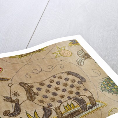 Cover, detail of an elephant. England, 17th century by unknown