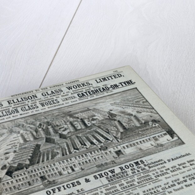 Advertisement for Sowerby's Ellison Glass Works. London, England, 1890 by Anonymous
