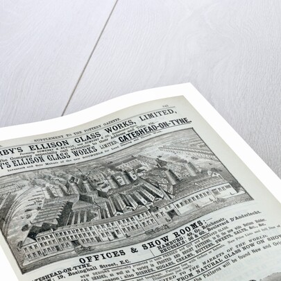 Advertisement for Sowerby's Ellison Glass Works. London, England, 1890 by Anonymous