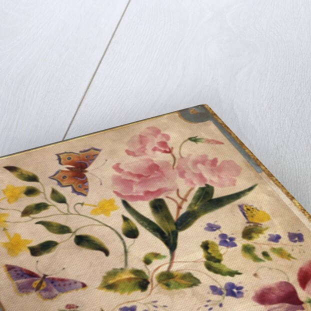 Front cover with flowers, fruits and exotic birds by Elizabeth Leveson-Gower