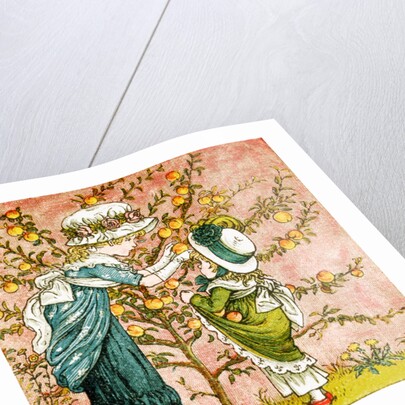 Two girls picking apples by Kate Greenaway