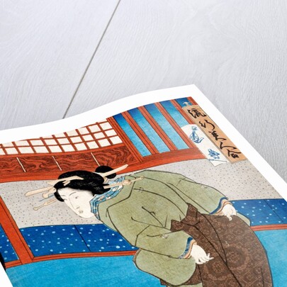 Woman tying her obi by Utagawa Kunisada