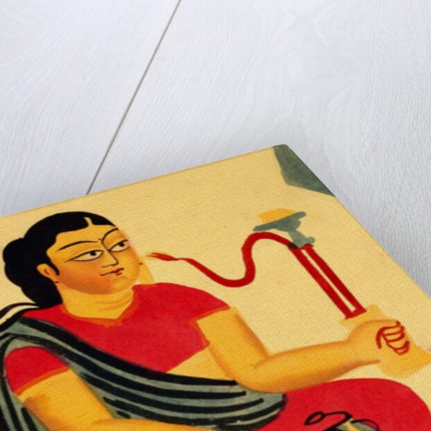 Woman smoking a hookah by Kali Charan Ghosh
