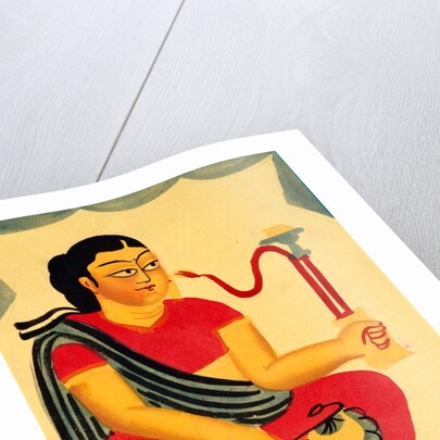 Woman smoking a hookah by Kali Charan Ghosh
