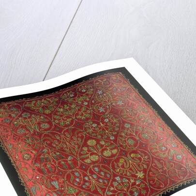 Cushion cover trimmed with ribbon lace by Unknown