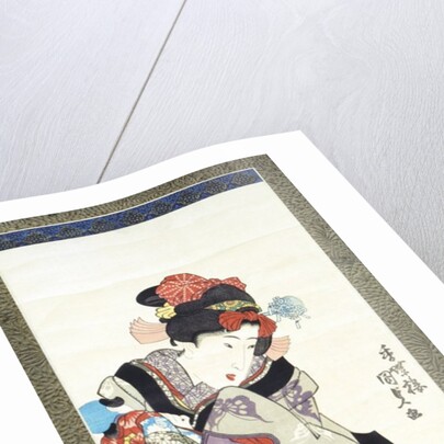 Girl Playing with Doll and a Cat by Unknown