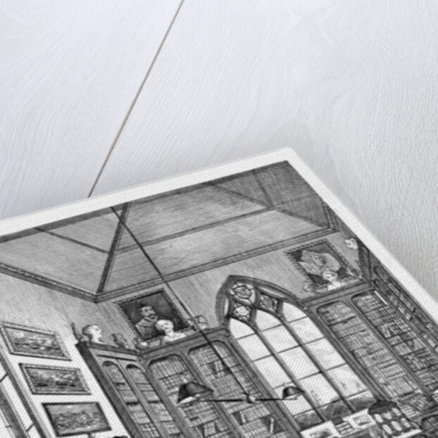 Bookplate depicting a man in a Victorian study by Alan Wright