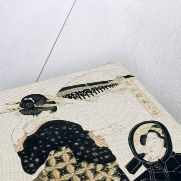 A girl standing at her toilet before a looking glass by Eisan